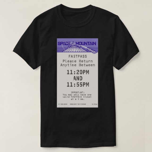 Fastpass-etikett för Space Mountain T Shirt (Design framsida)