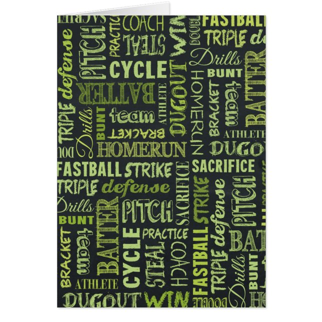 Fastpitch Softball Chalkboard Terms Hälsningskort (Framsidan)