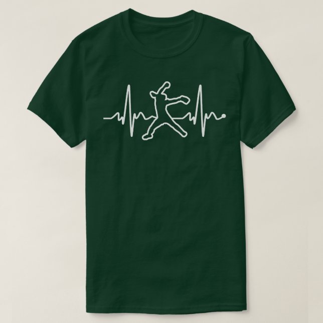 Fastpitch Softball EKG Softball Pitcher Heartslag T Shirt (Design framsida)