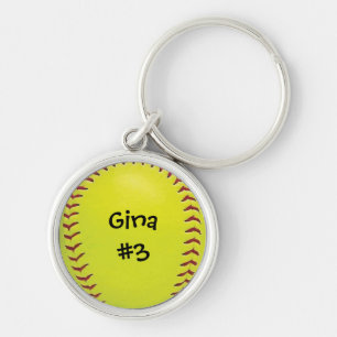 Fastpitch softball Keychain Rund Silverfärgad Nyckelring