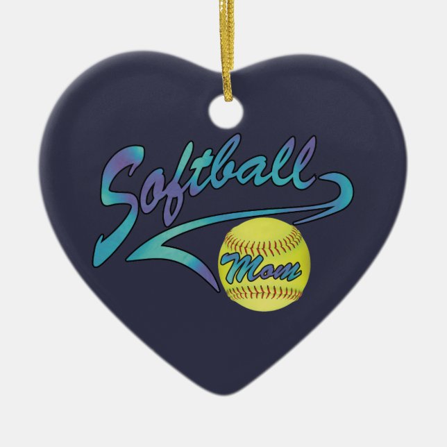Fastpitch Softball Mamma Athletic Svan Julgransprydnad Keramik (Framsidan)