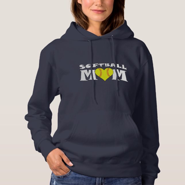 Fastpitch Softball Mamma Player Namn & Number Hood T-shirt (Framsida)