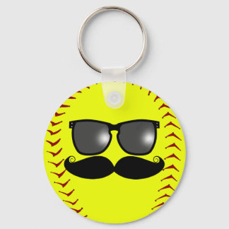 Fastpitch Softball Mustache Keychain Nyckelring