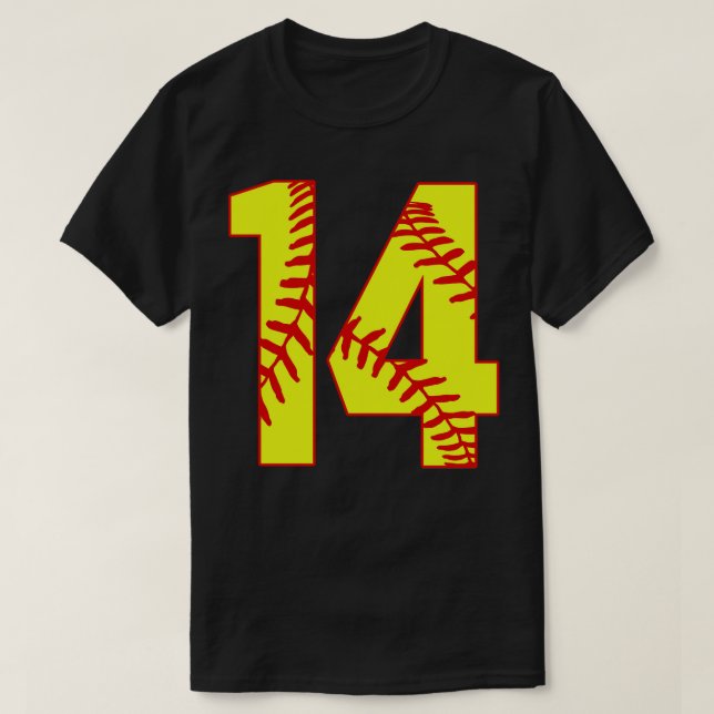Fastpitch Softball Number 14 14 Softball Jersey U T Shirt (Design framsida)