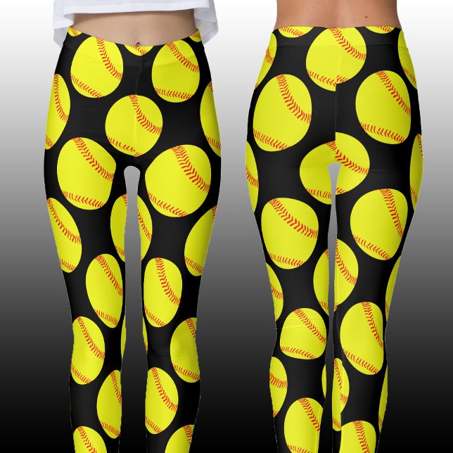 Fastpitch Softball Player Anpassningsbar Färg Cute Leggings (Softball leggings front and back view. Customize with your own team color!)