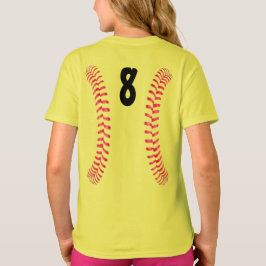 Fastpitch Softball Seams med Player Jersey Number T Shirt