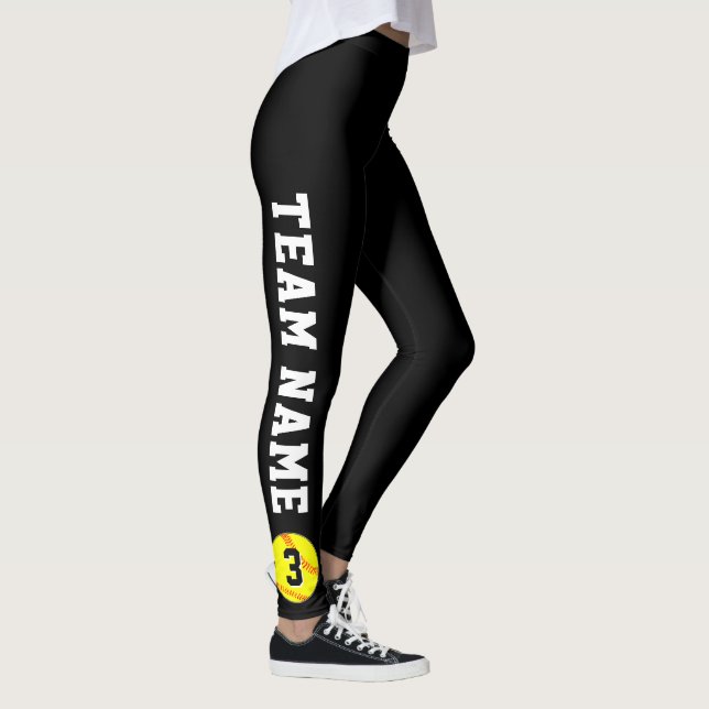  Fastpitch Softball Team Name and Player Number Leggings (Höger)