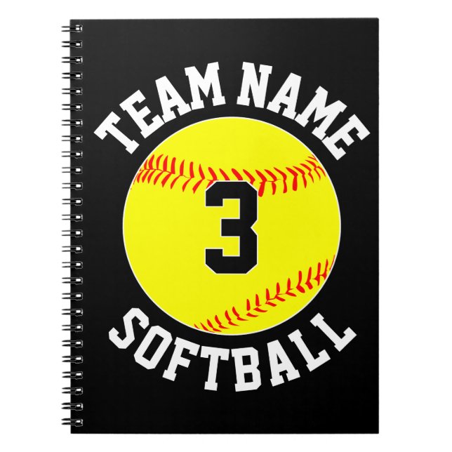 Fastpitch Softball Team Namn & Player Number Sport Anteckningsbok (Framsidan)