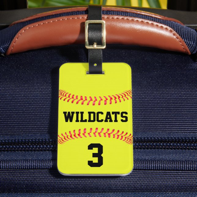 Fastpitch Softball Team Namn & Player Number Sport Bagagebricka (Framsida Insitu 2)