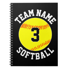 Fastpitch Softboll Lag Namn & Spelar Nummer Sport Anteckningsbok