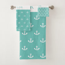 Fästpunkt för lätt grönt, vit nautisk monogram