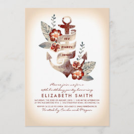 Fästpunkt för tropisk Nautisk Födelsedagsfest Inbjudningar