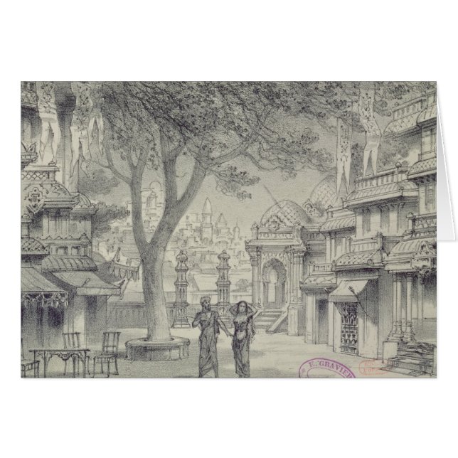 Fastställd design för Act II av operan 'Lakme Hälsningskort (Framsidan Horizontal)