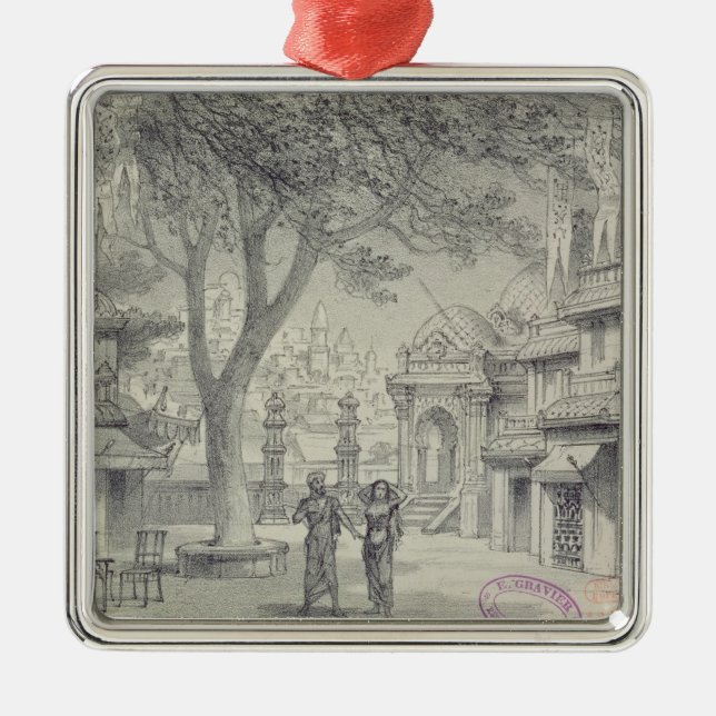 Fastställd design för Act II av operan 'Lakme Julgransprydnad Metall (Framsidan)