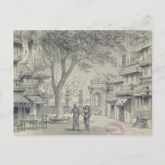 Fastställd design för Act II av operan 'Lakme Vykort (Framsida)