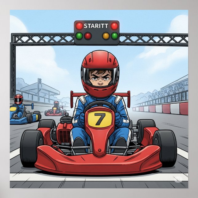 Fastställd Go-Kart-drivrutin Poster (Framsidan)
