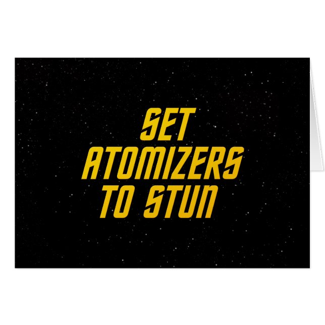 Fastställda Atomizers som ska bedövas Hälsningskort (Framsidan Horizontal)