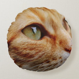 Fastställt Ansikte för en Ginger Cat Rund Kudde