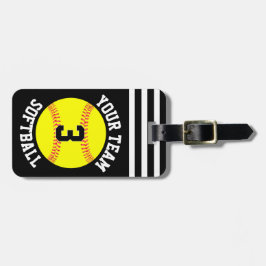 Faststigning av Namn och spelarnummer för Softball Bagagebricka