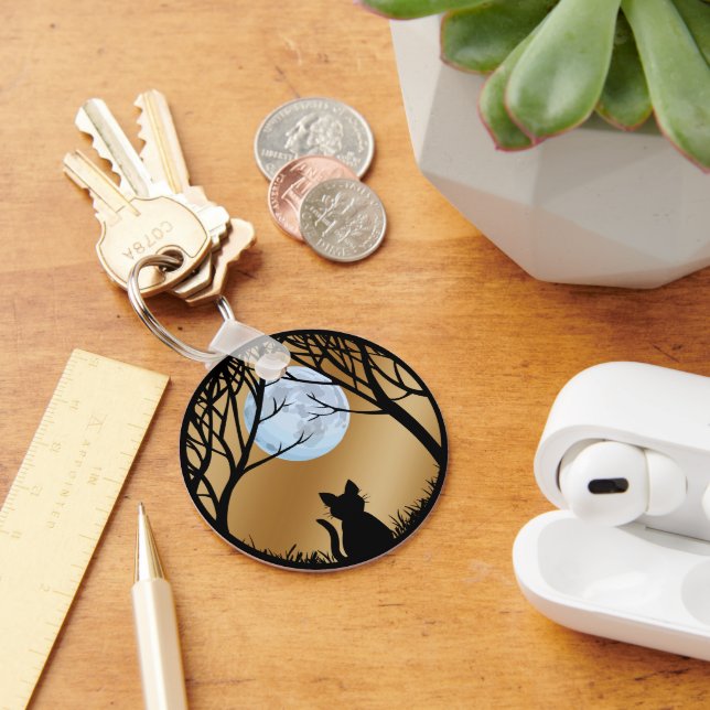 Fat Cat Keychain Black Cat Gifts Pet Keychains Nyckelring (Skrivbord)