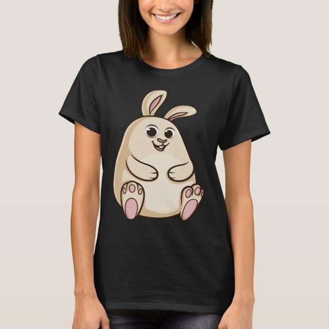 Fat Cute Chubby Rabbit Bunny T Shirt (Framsida)