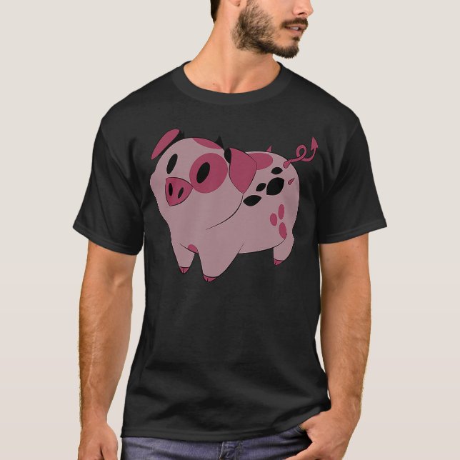 Fat Nugget Hotel Cute Pig Haz lucifer T Shirt (Framsida)