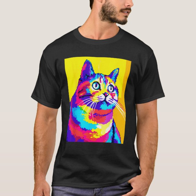 Fat Rainbow Cat T Shirt (Framsida)