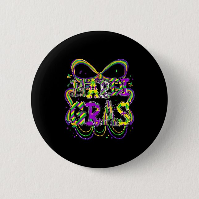 Fat Tuesday Mardi Gras Coquette Bow Kids Girls Wom Knapp (Framsida)