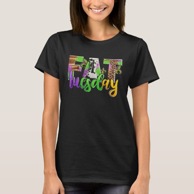 Fat Tuesday Mardi Gras Leopard And Cowhide T Shirt (Framsida)