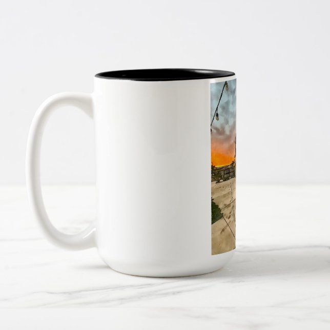 Fat under Solnedgång Mug Två-Tonad Mugg (Vänster)