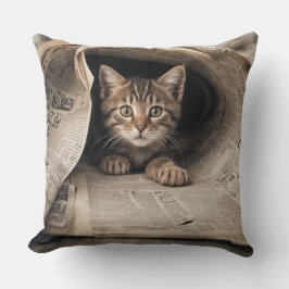 fatastick cat Throw Pillow Kudde