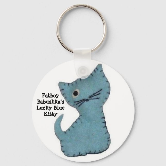 Fatboy Babushkas Lucky Blue Kattunge Keychain Nyckelring (Framsida)