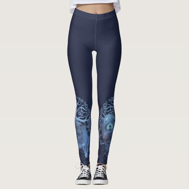FATED GENES Chow LIVETS TRÄD NAVY Leggings (Framsida)