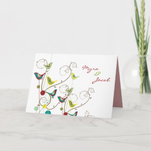fatfatin Colorful Summer Birds Swirls Bröllop Card Anteckningskort