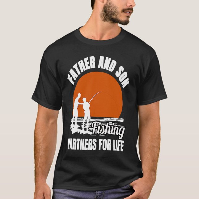 Father and son fishing partners for life dad t shirt (Framsida)