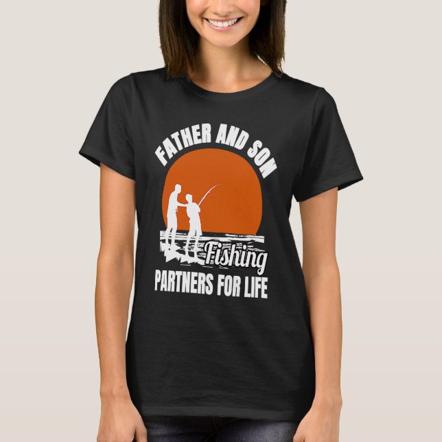 Father and son fishing partners for life dad t shirt (Framsida)
