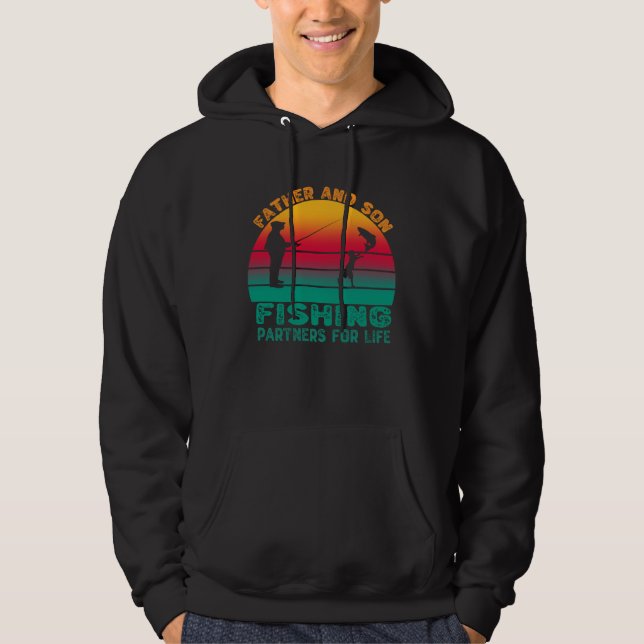 Father And Son Fishing Partners For Life Retro Fat Hoodie (Framsida)