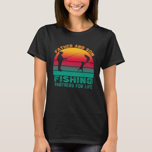 Father And Son Fishing Partners For Life Retro Fat T Shirt (Framsida)