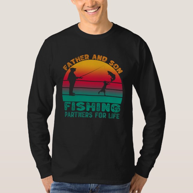Father And Son Fishing Partners For Life Retro Fat T Shirt (Framsida)