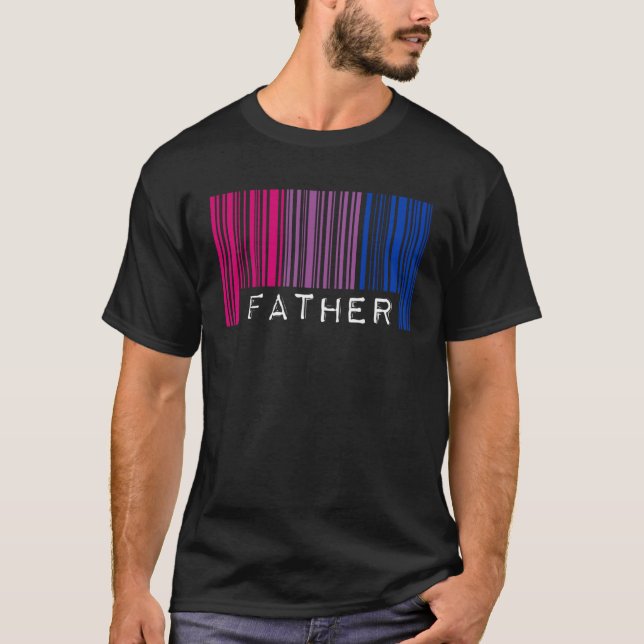 Father Barcode Bisexual Pride Flag Aesthetic Fathe T Shirt (Framsida)