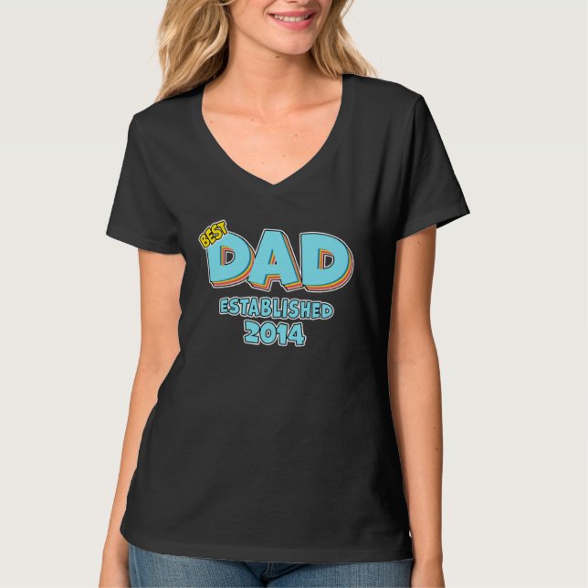 Father Best Dad Ever Established 2014 Great Dad T Shirt (Framsida)