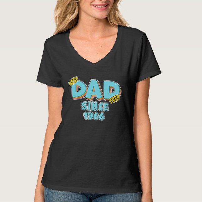 Father Best Dad Ever Since 1966 Great Dad T Shirt (Framsida)