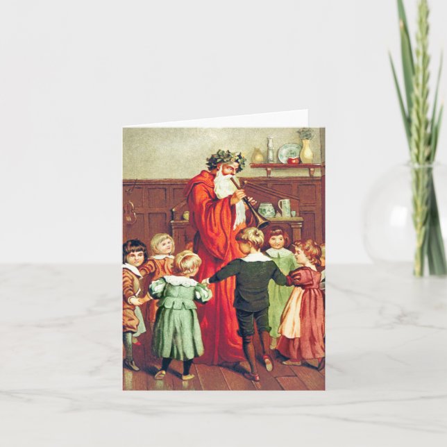 Father Christmas Blowing The Horn Kort (Framsida)