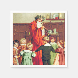 Father Christmas Blowing The Horn Pappersservett