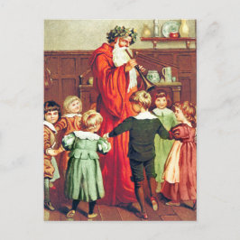 Father Christmas Blowing The Horn Vykort