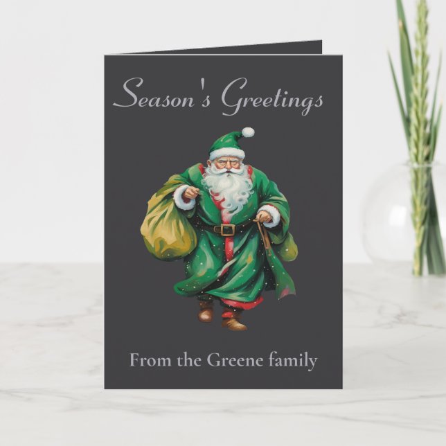 Father Christmas Wearing Green Robes Cut Out Kort (Framsida)