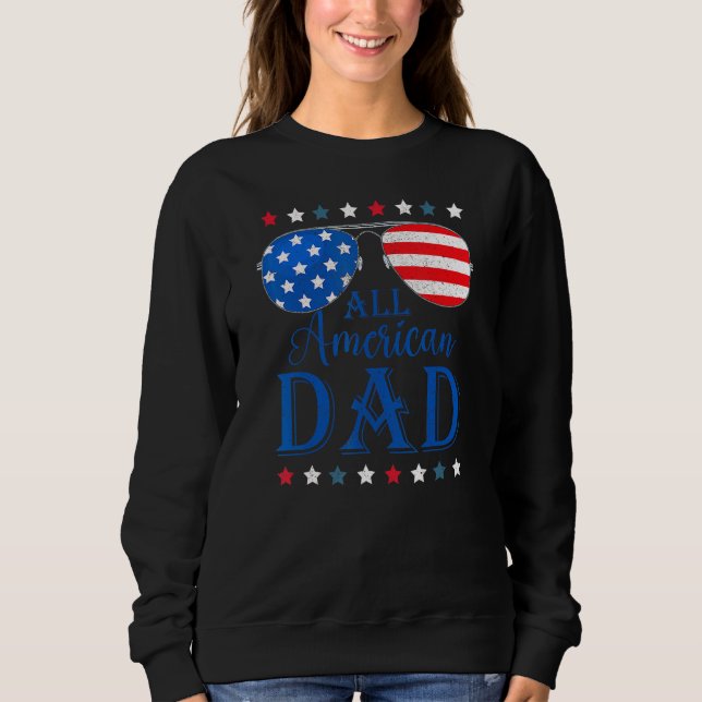Father Day  All American Dad Patriotic USA Flag 4t T Shirt (Framsida)
