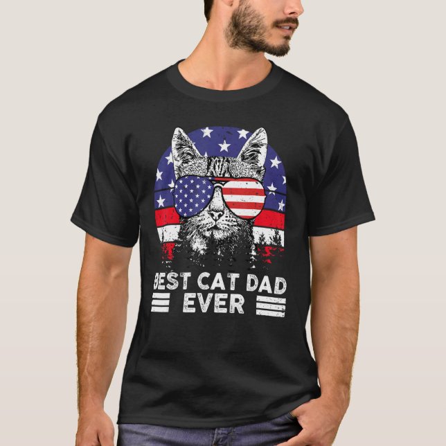 Father Day  Best Cat Dad Ever US Flag Patriotic 4t T Shirt (Framsida)