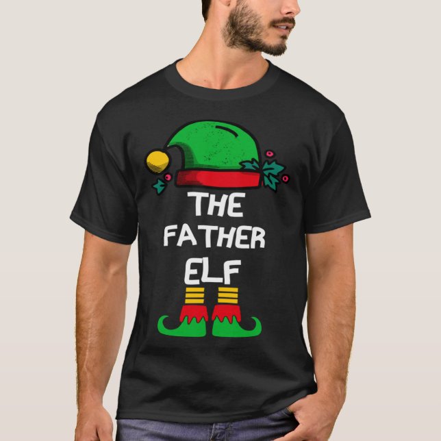 FATHER Elf Matching Group Xmas  Family Christmas T Shirt (Framsida)