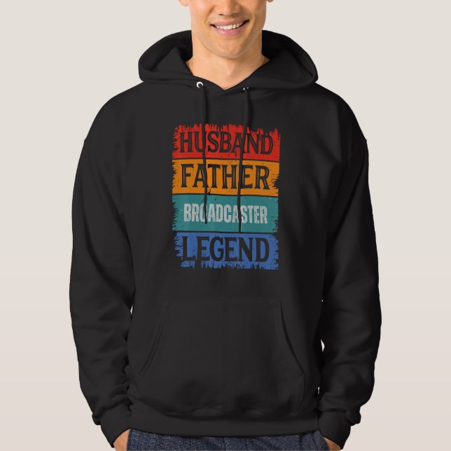 Father Husband BROADCASTER Legend Proud Dad  Retro Hoodie (Framsida)